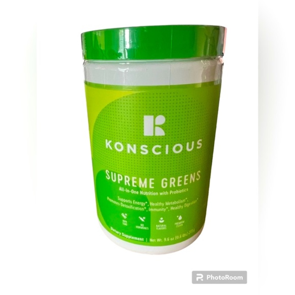 Konscious Supreme Greens w/ greens, fruits, & probiotics in powered supplement
